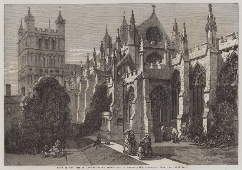 Besök av British Archaeological Association i Exeter, katedralen från sydost av Richard Principal Leitch