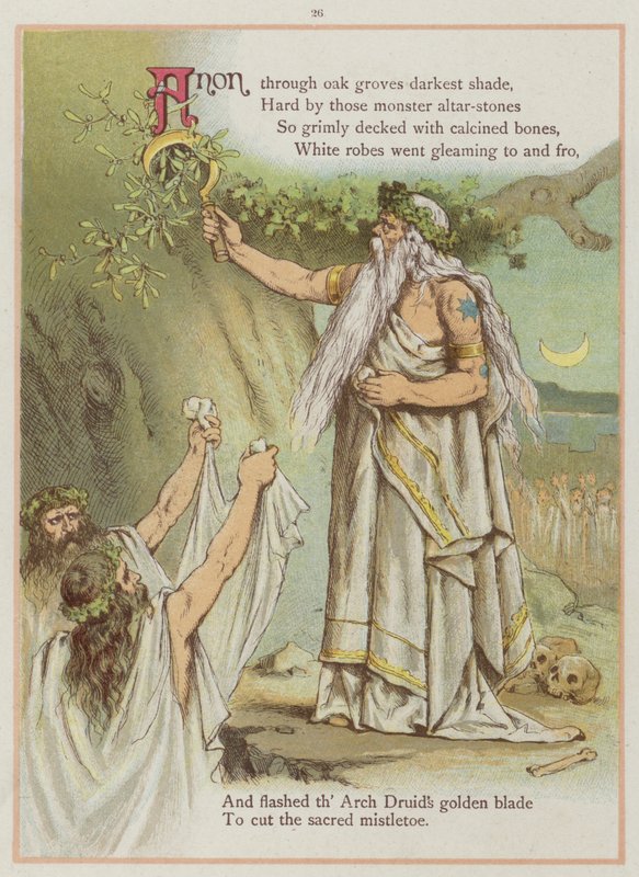 Sida från Upstream av Richard Andre, Druids (färg litho) av Richard Andre