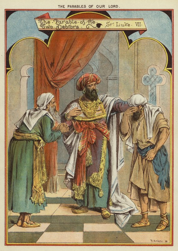 Kristi liknelser: liknelsen om de två gäldenärerna (chromolitho) av Richard Andre