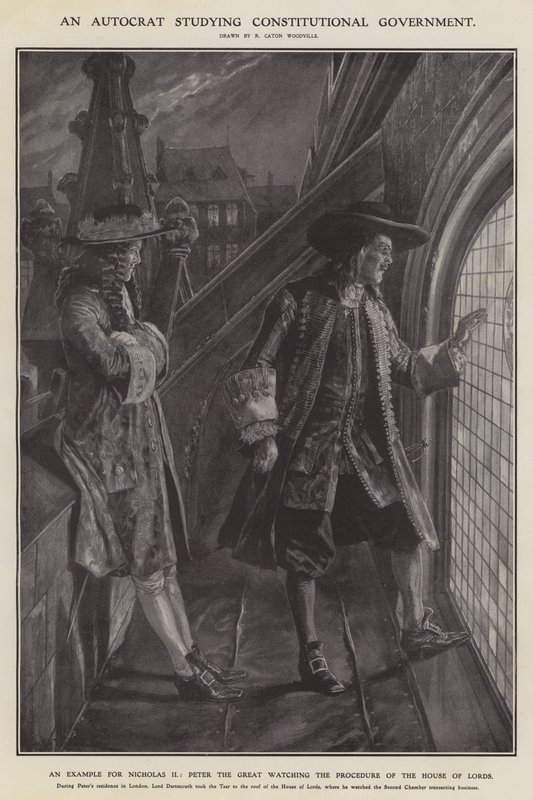 En autokrat som studerar konstitutionell regering (litho) av Richard Caton II (after) Woodville
