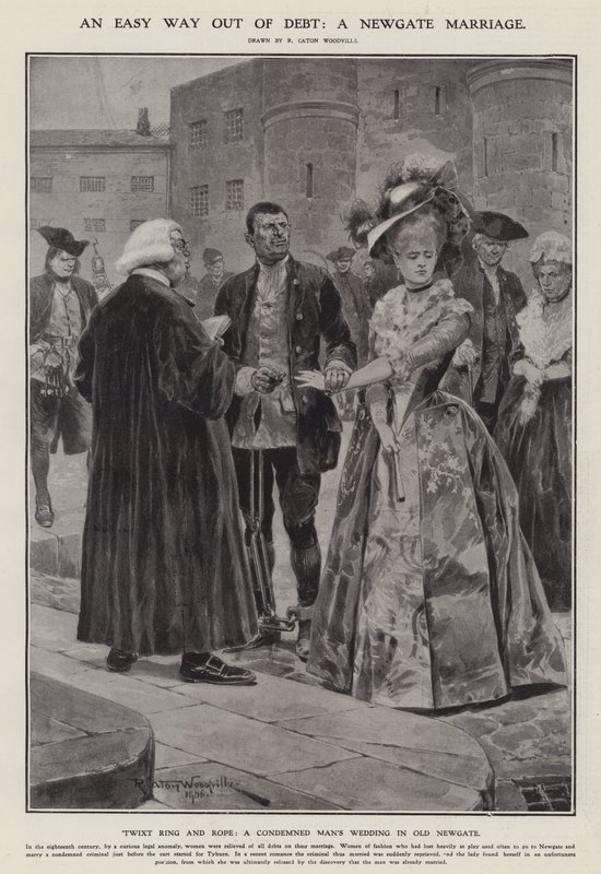 En enkel väg ut ur skulden: ett Newgate-äktenskap (litho) av Richard Caton II (after) Woodville