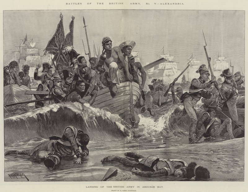 Slaget om den brittiska armén, Alexandria (gravyr) av Richard Caton II (after) Woodville