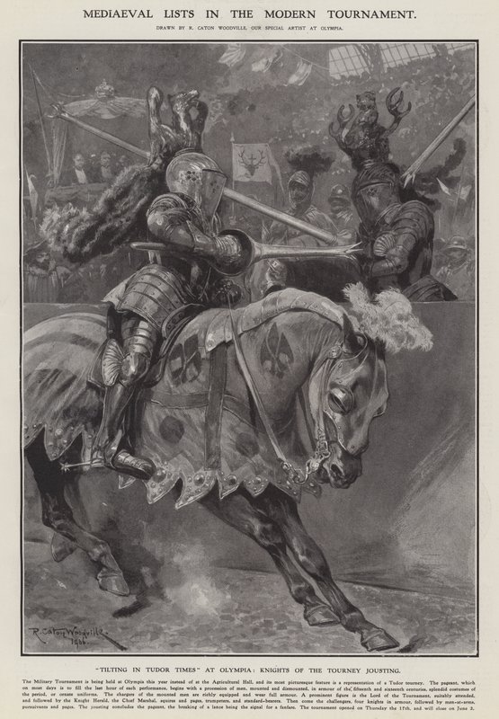 Medeltida listor i den moderna turneringen (litho) av Richard Caton II (after) Woodville