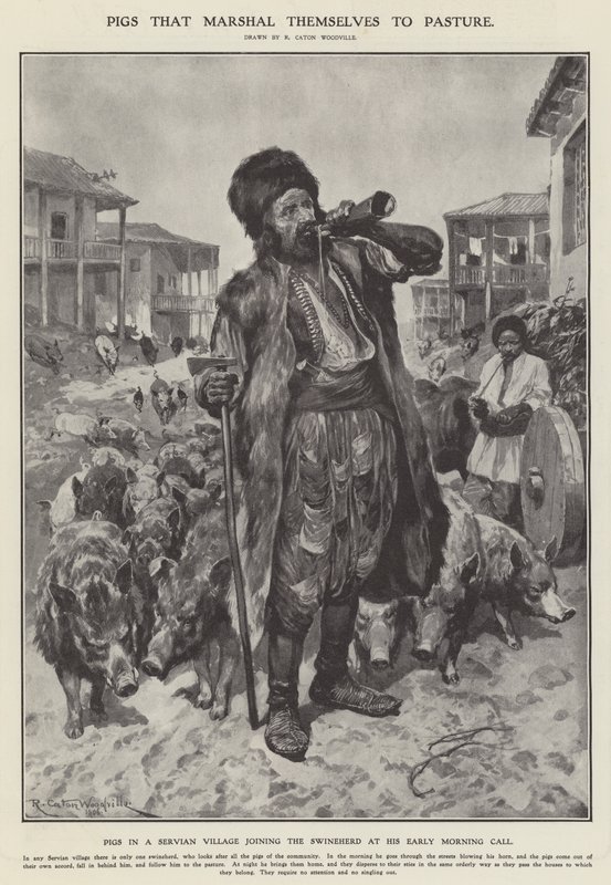 Grisar som drar sig till bete (litho) av Richard Caton II (after) Woodville