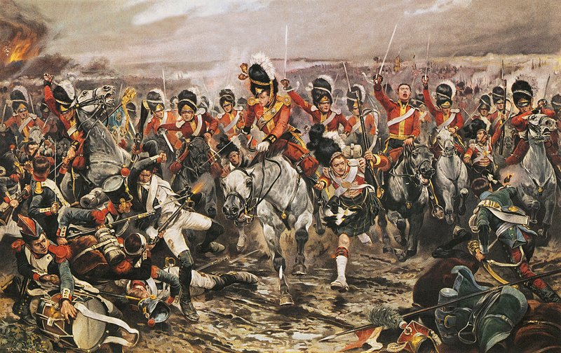 Anklagen for Scots Greys ved Waterlooswed av Richard Caton Woodville