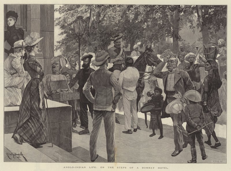 Anglo-Indian Life, on the Steps of a Bombay Hotel av Richard Caton Woodville junior