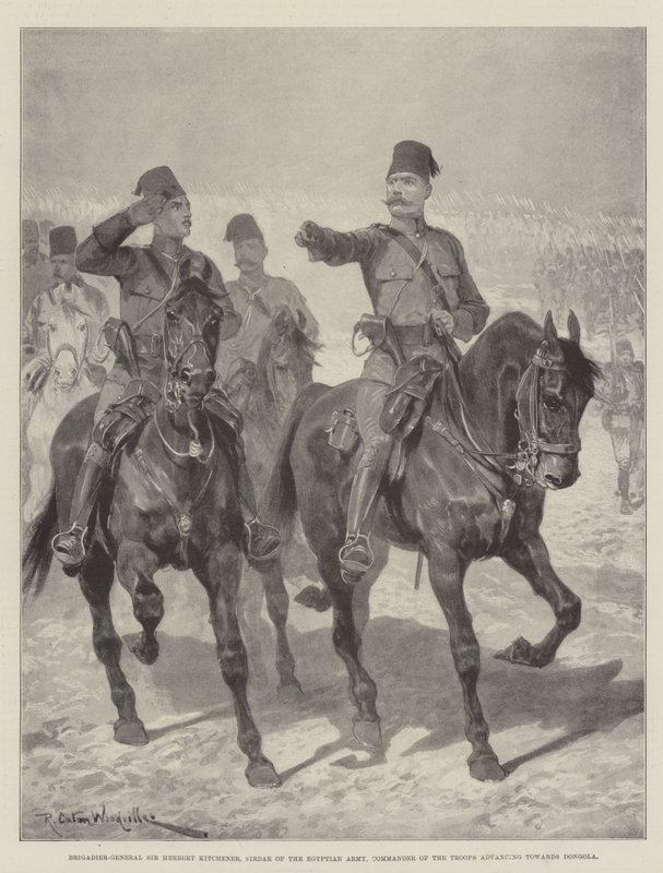 Brigadgeneral Sir Herbert Kitchener, Sirdar från den egyptiska armén, befälhavare för trupperna som avancerar mot Dongola av Richard Caton Woodville junior
