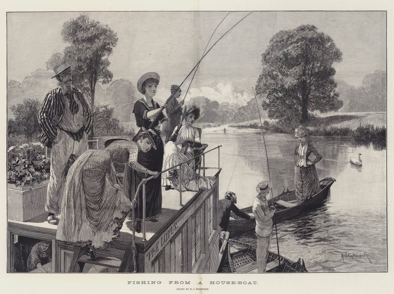 Fiske från en husbåt av Richard Caton Woodville junior