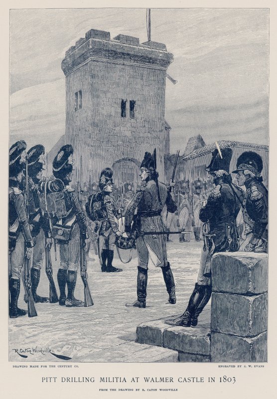 Pitt borrar milis vid Walmer Castle 1803 av Richard Caton Woodville junior