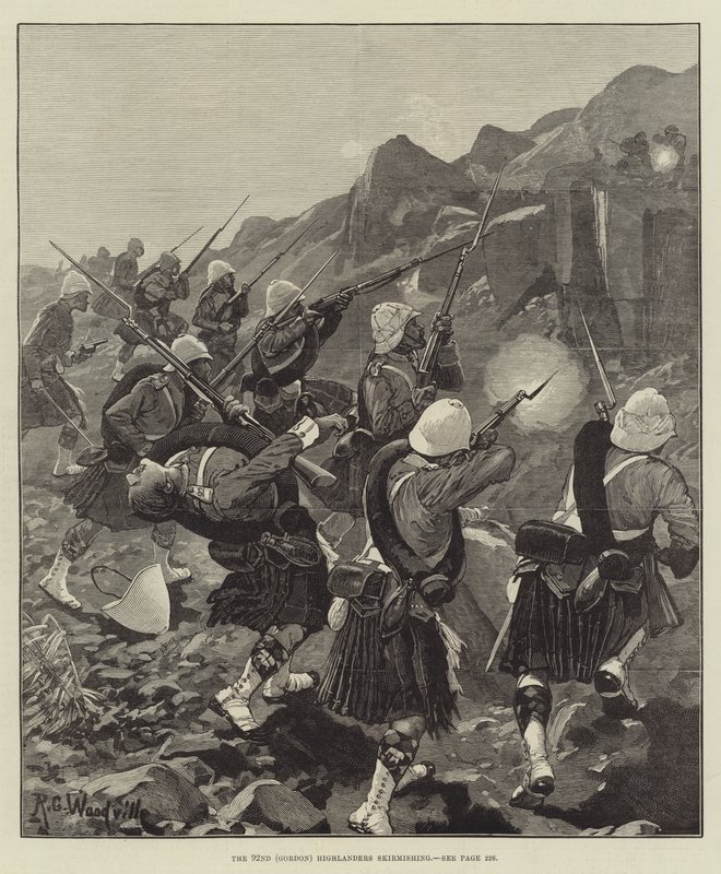 92:a (Gordon) Highlanders skärmytsling av Richard Caton Woodville junior