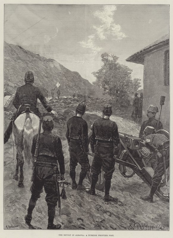 Revolten i Albanien, en turkisk gränspost av Richard Caton Woodville junior
