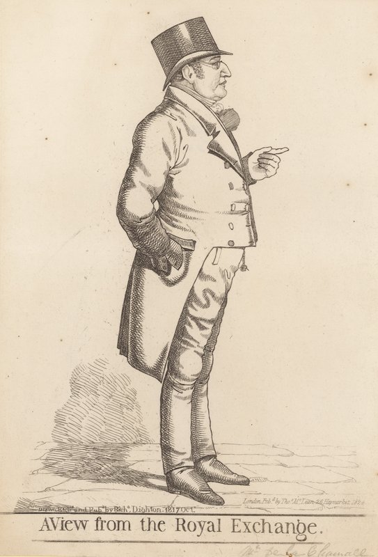 Lee La Chamette (f. 1817); En vy från Royal Exchange, 1817 av Richard Dighton