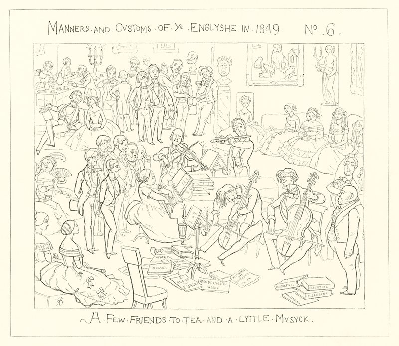 1849, några vänner till te och lite musik av Richard Doyle