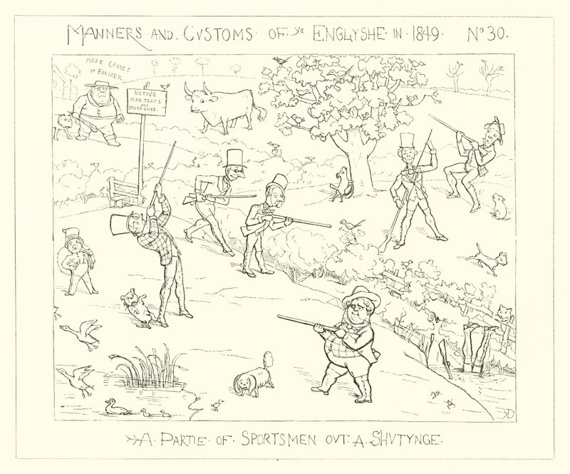 1849, ett sällskap av idrottare ute och skjuter av Richard Doyle