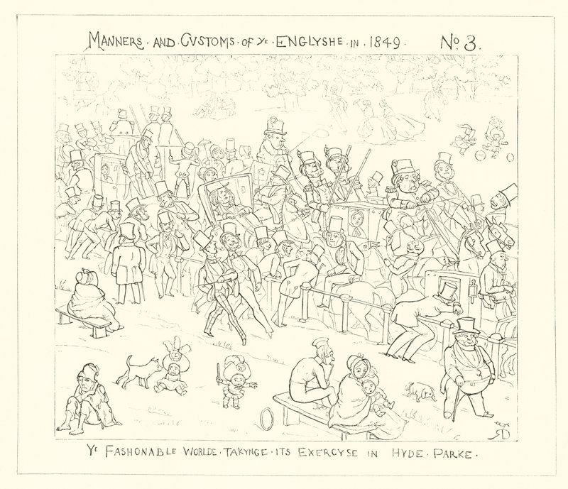 1849, den fashionabla världen börjar träna i Hyde Park av Richard Doyle