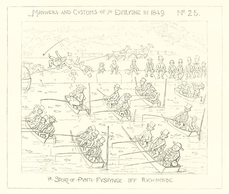 1849, sporten med puntfiske utanför Richmond av Richard Doyle