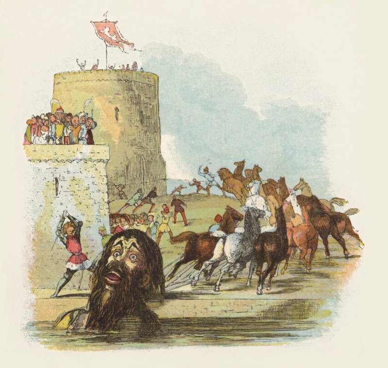 Illustration för Jack The Giant Killer (färg litho) av Richard Doyle