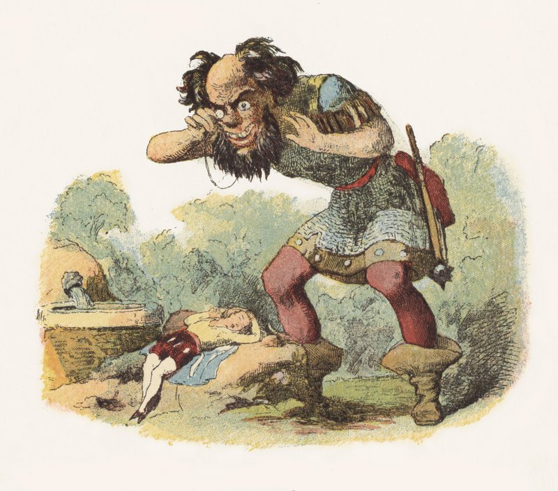 Illustration för Jack The Giant Killer (färg litho) av Richard Doyle