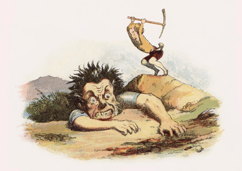 Illustration för Jack The Giant Killer (färg litho) av Richard Doyle