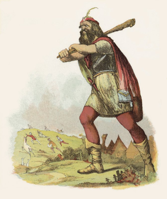 Illustration för Jack The Giant Killer (färg litho) av Richard Doyle