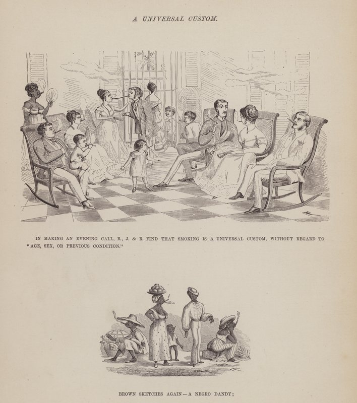 Sida från The American Tour of Mrs Brown, Jones and Robinson (gravyr) av Richard Doyle