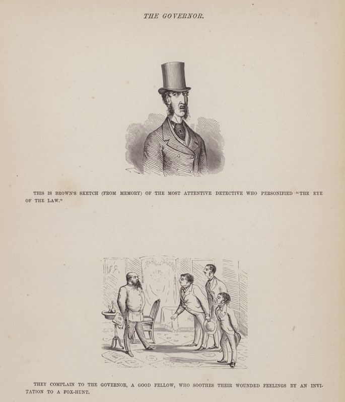 Sida från The American Tour of Mrs Brown, Jones and Robinson (gravyr) av Richard Doyle