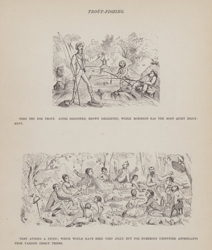 Sida från The American Tour of Mrs Brown, Jones and Robinson (gravyr) av Richard Doyle
