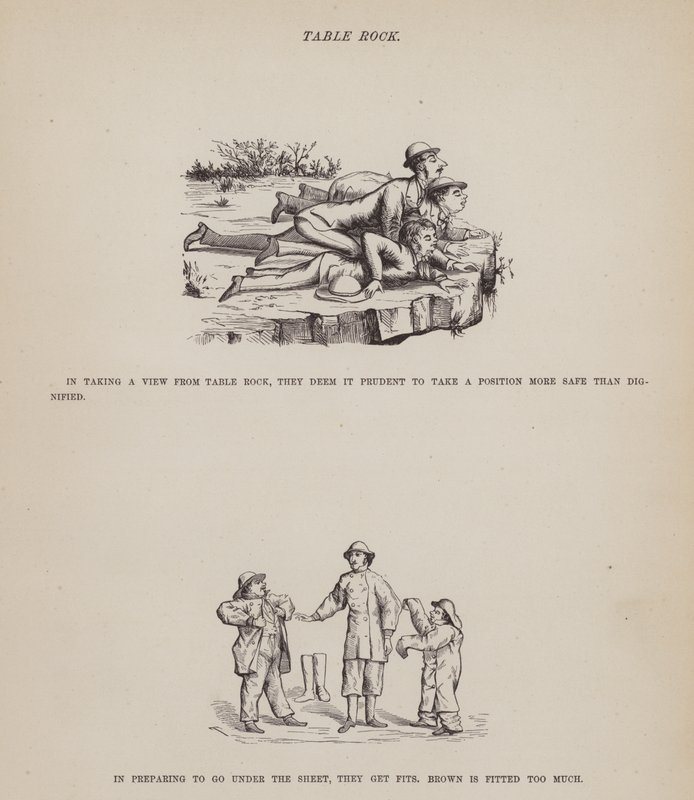 Sida från The American Tour of Mrs Brown, Jones and Robinson (gravyr) av Richard Doyle