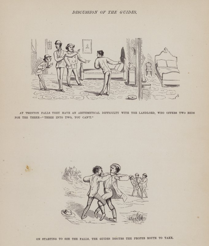 Sida från The American Tour of Mrs Brown, Jones and Robinson (gravyr) av Richard Doyle