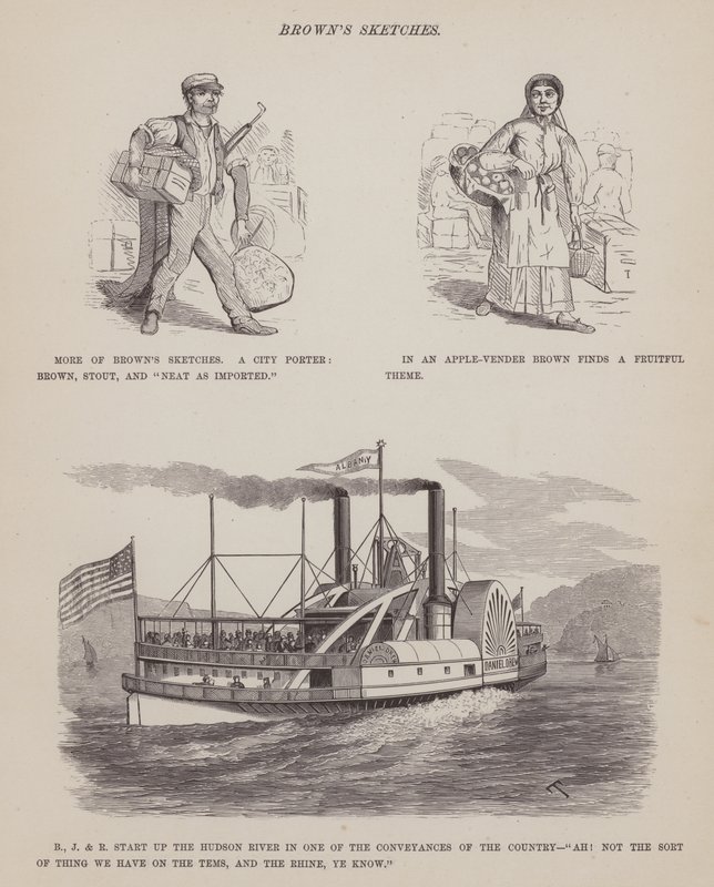 Sida från The American Tour of Mrs Brown, Jones and Robinson (gravyr) av Richard Doyle