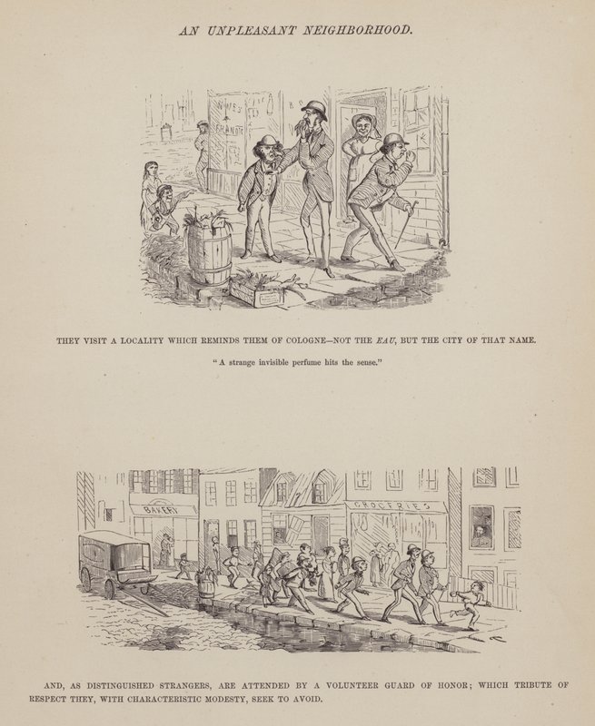 Sida från The American Tour of Mrs Brown, Jones and Robinson (gravyr) av Richard Doyle