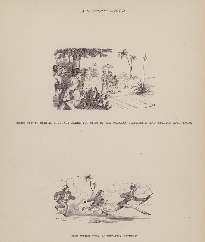 Sida från The American Tour of Mrs Brown, Jones and Robinson (gravyr) av Richard Doyle