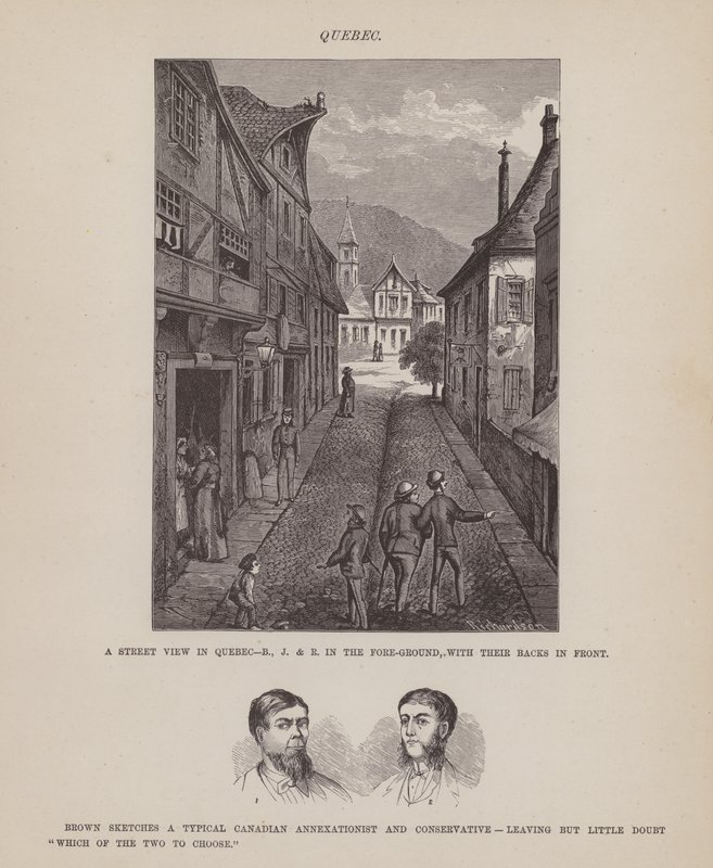 Sida från The American Tour of Mrs Brown, Jones and Robinson (gravyr) av Richard Doyle