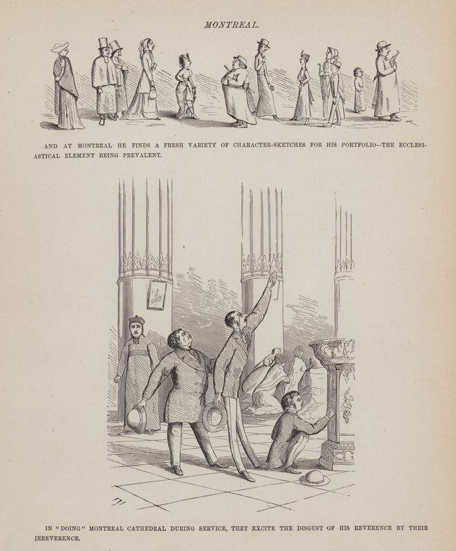 Sida från The American Tour of Mrs Brown, Jones and Robinson (gravyr) av Richard Doyle