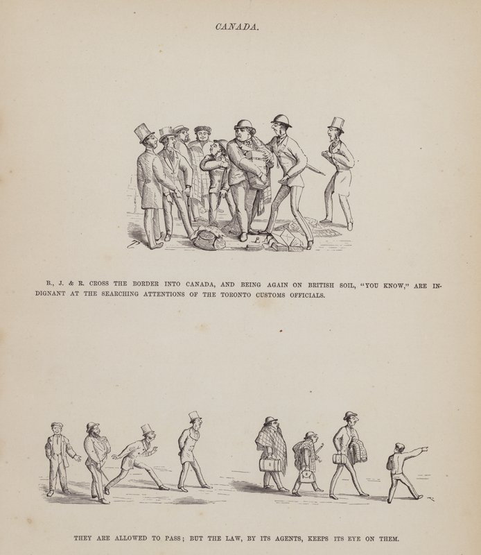 Sida från The American Tour of Mrs Brown, Jones and Robinson (gravyr) av Richard Doyle