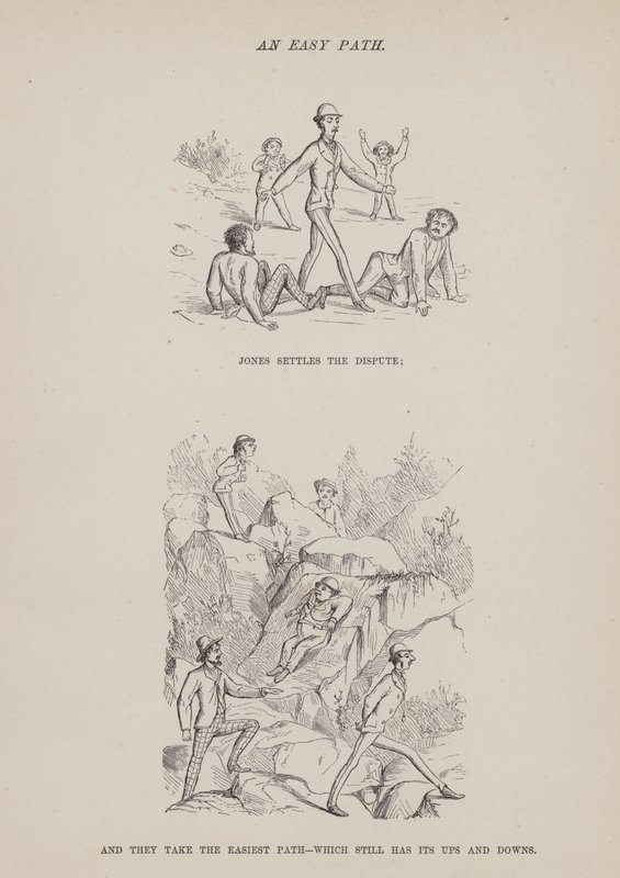 Sida från The American Tour of Mrs Brown, Jones and Robinson (gravyr) av Richard Doyle