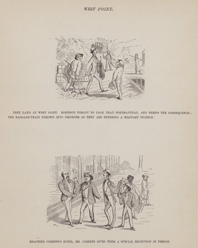 Sida från The American Tour of Mrs Brown, Jones and Robinson (gravyr) av Richard Doyle