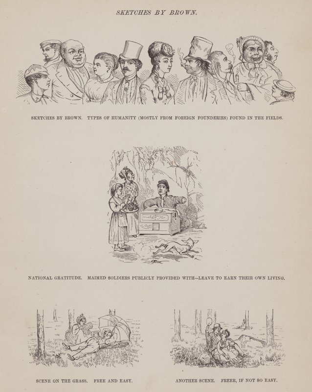 Sida från The American Tour of Mrs Brown, Jones and Robinson (gravyr) av Richard Doyle