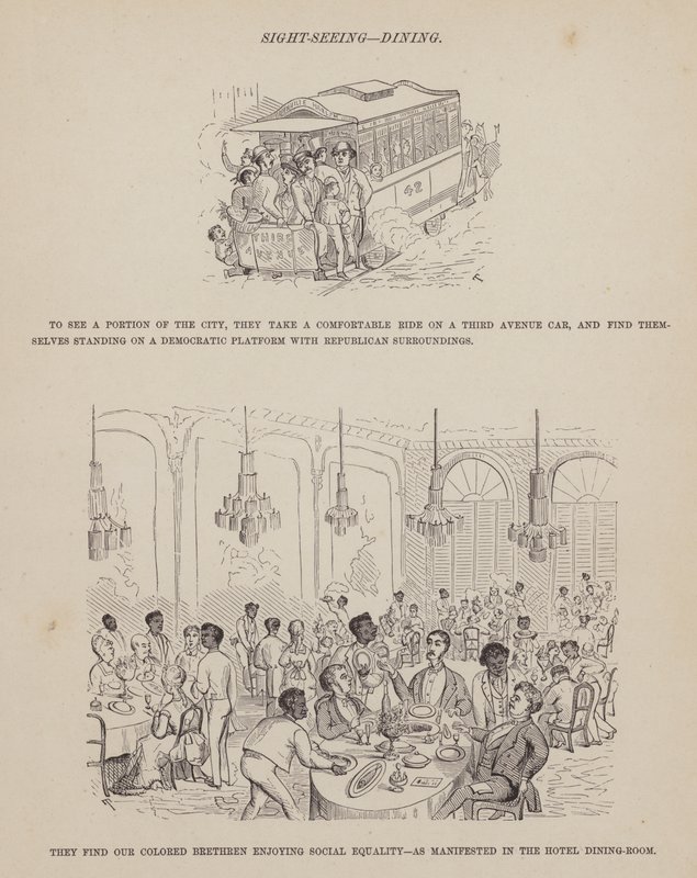 Sida från The American Tour of Mrs Brown, Jones and Robinson (gravyr) av Richard Doyle