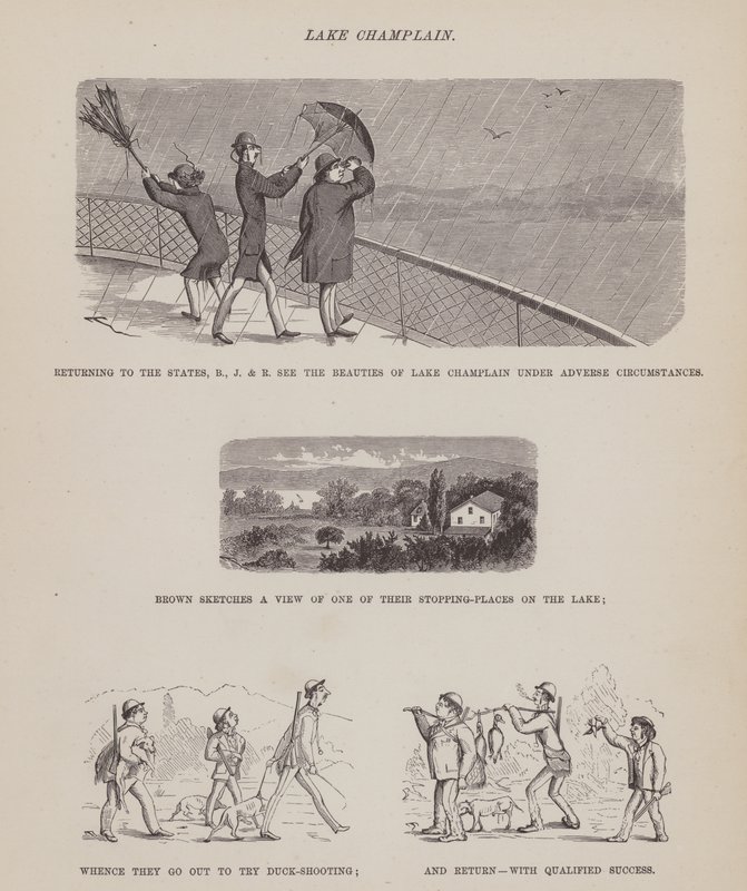 Sida från The American Tour of Mrs Brown, Jones and Robinson (gravyr) av Richard Doyle