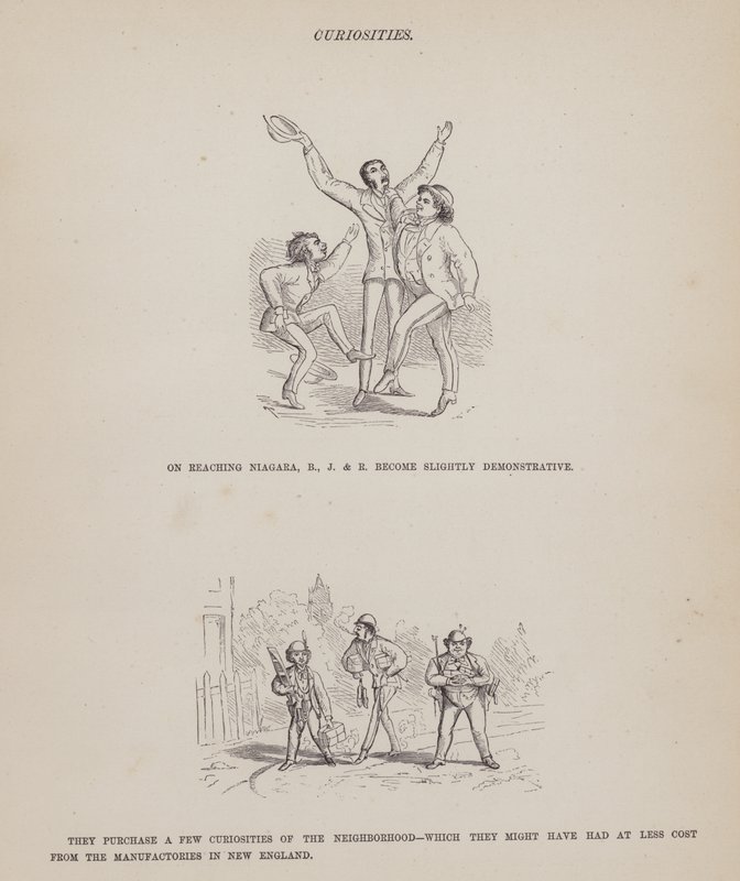 Sida från The American Tour of Mrs Brown, Jones and Robinson (gravyr) av Richard Doyle