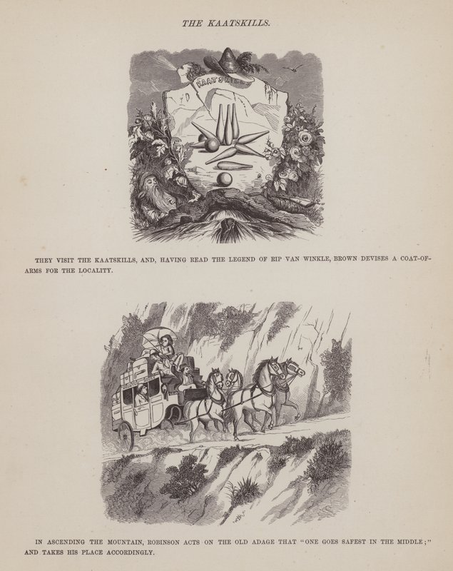 Sida från The American Tour of Mrs Brown, Jones and Robinson (gravyr) av Richard Doyle