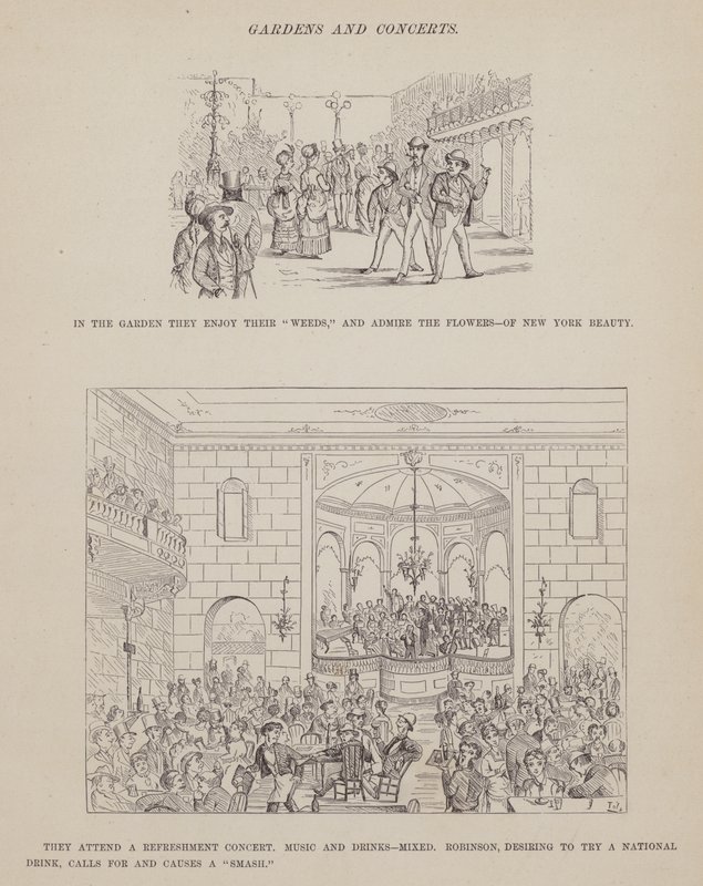 Sida från The American Tour of Mrs Brown, Jones and Robinson (gravyr) av Richard Doyle