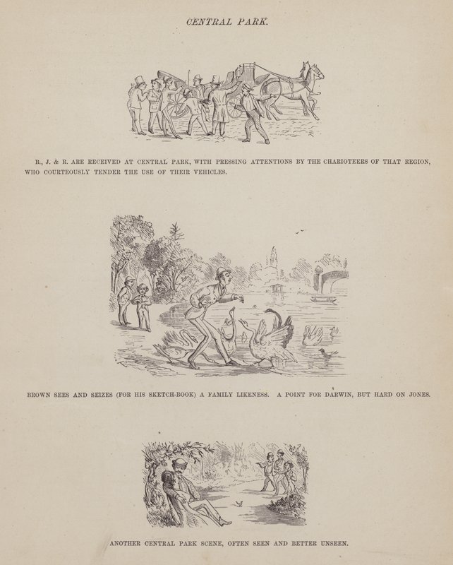 Sida från The American Tour of Mrs Brown, Jones and Robinson (gravyr) av Richard Doyle