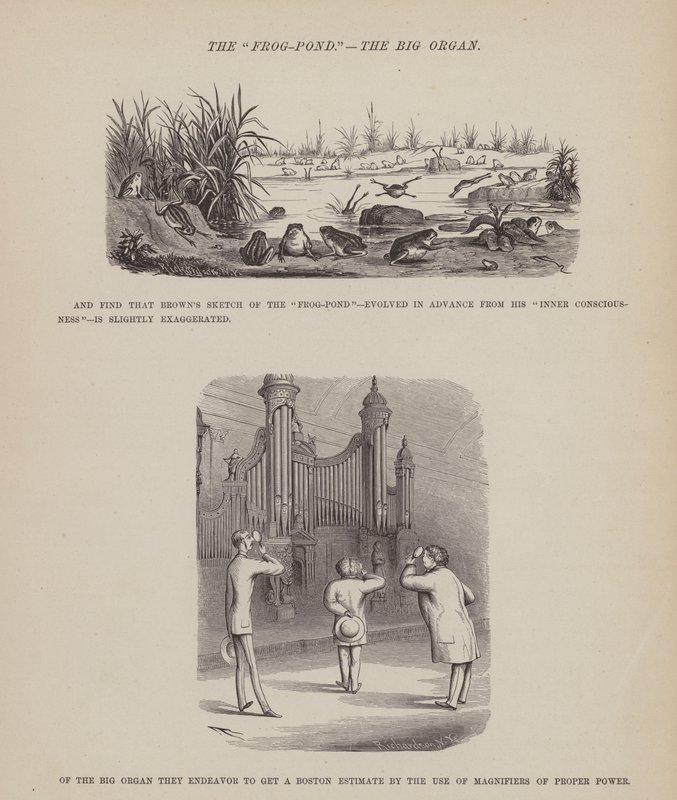 Sida från The American Tour of Mrs Brown, Jones and Robinson (gravyr) av Richard Doyle