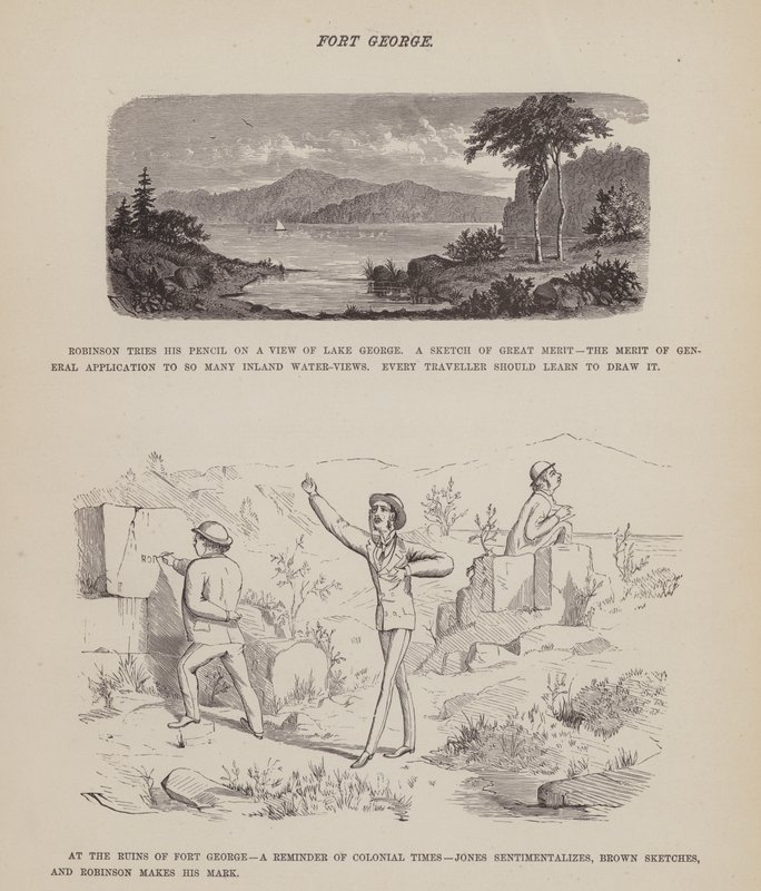 Sida från The American Tour of Mrs Brown, Jones and Robinson (gravyr) av Richard Doyle