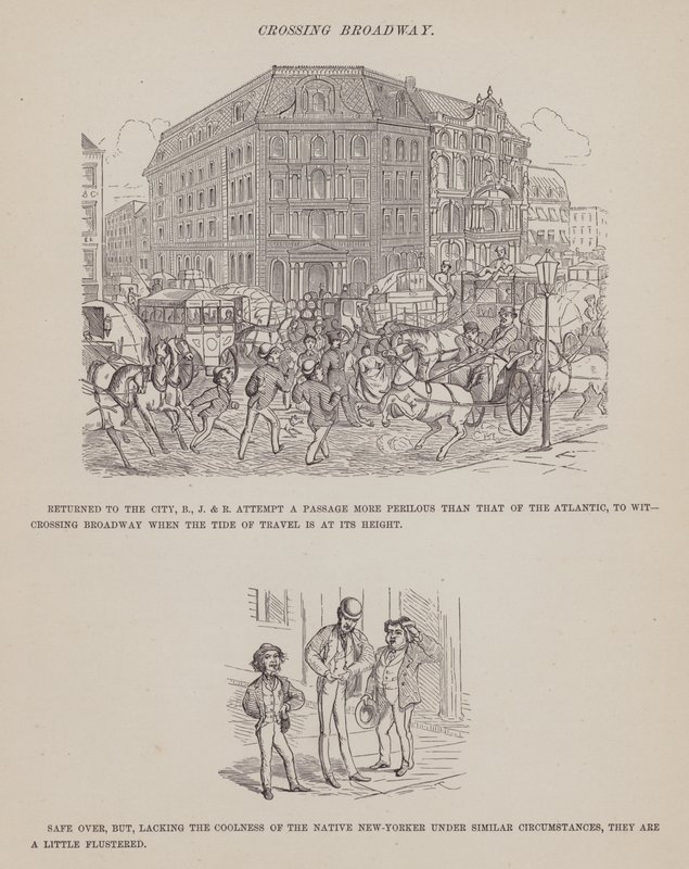 Sida från The American Tour of Mrs Brown, Jones and Robinson (gravyr) av Richard Doyle