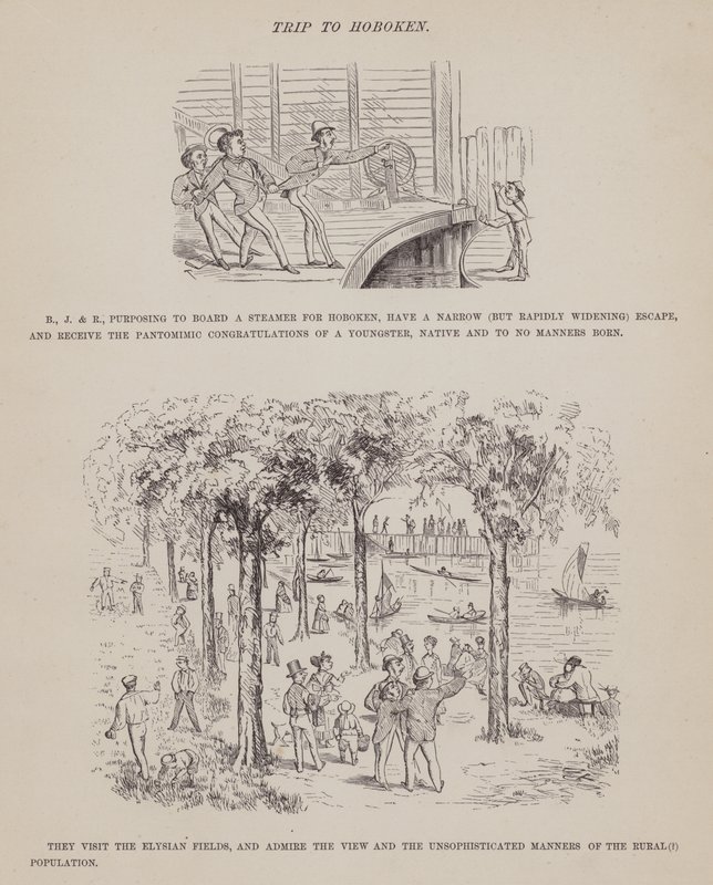 Sida från The American Tour of Mrs Brown, Jones and Robinson (gravyr) av Richard Doyle