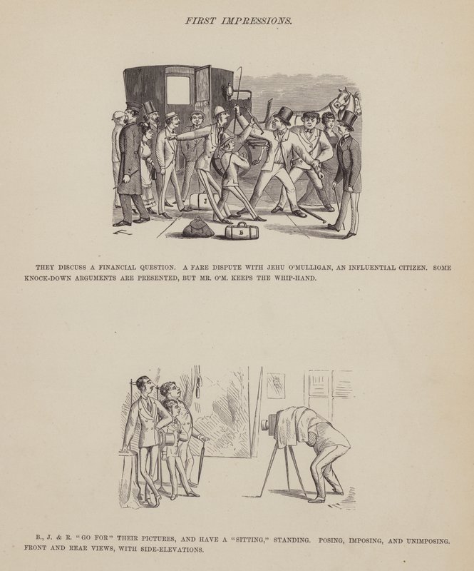 Sida från The American Tour of Mrs Brown, Jones and Robinson (gravyr) av Richard Doyle