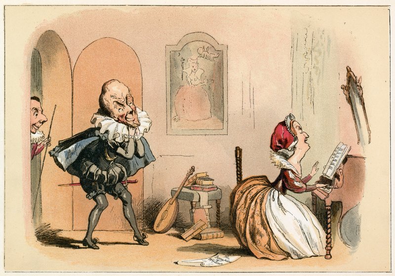 Drottning Elizabeth I och den skotske ambassadören av Richard Doyle
